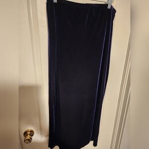 Kathie Lee Collection Dark Blue Velvet Maxi Skirt Size L